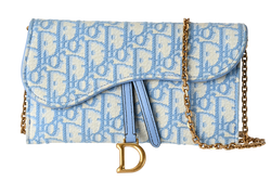 Saddle Wallet On Chain, Oblique, Blue, 47MA1201, P/C, 3*